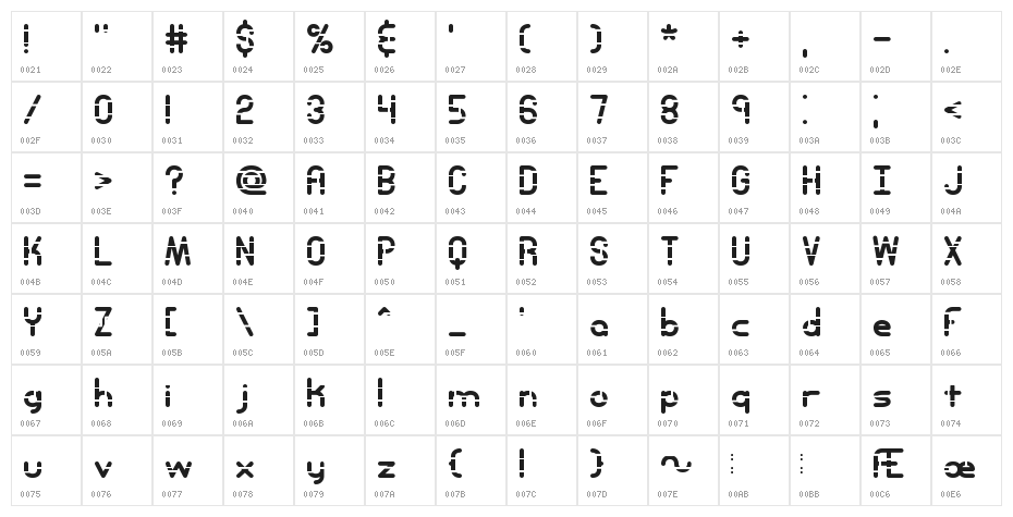 Entangled Layer A -BRK- Character Map