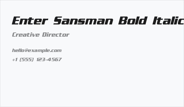 Enter Sansman Bold Italic Business Card
