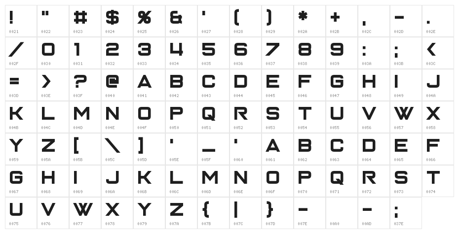 Enter the Grid 2 Character Map