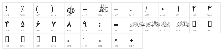 Entezaar I Character Map