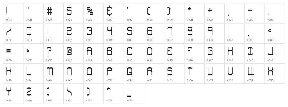 Enthuse Solid BRK Character Map