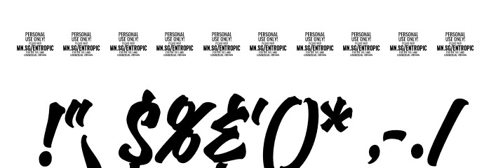 Entropic Brush PERSONAL USE Regular Font OTHER CHARS