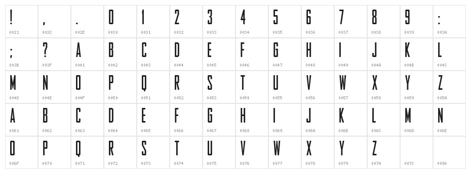 Entschuldigung Regular Character Map