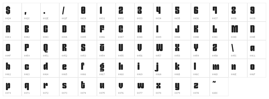 Entuista-Regular Character Map