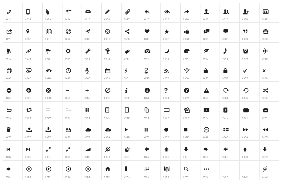 Entypo Character Map