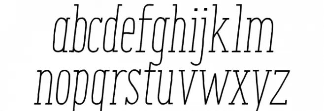 Enyo Slab Light Italic Font Litere mici