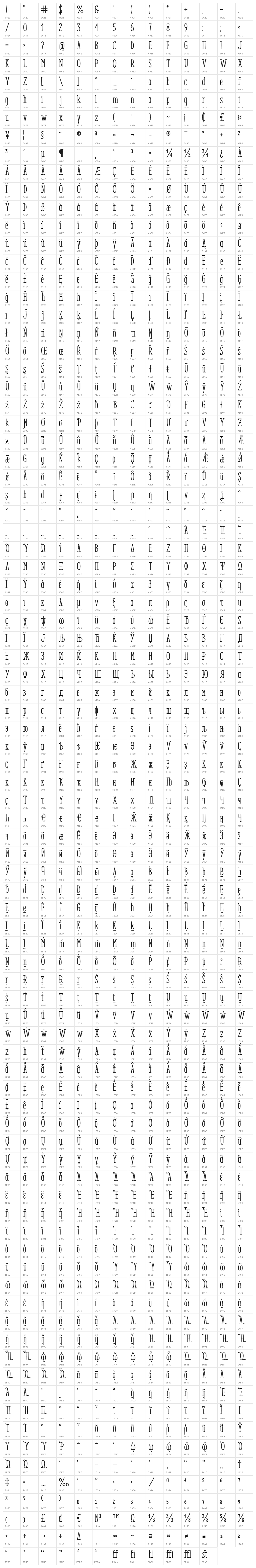 EnyoSlabMedium Character Map