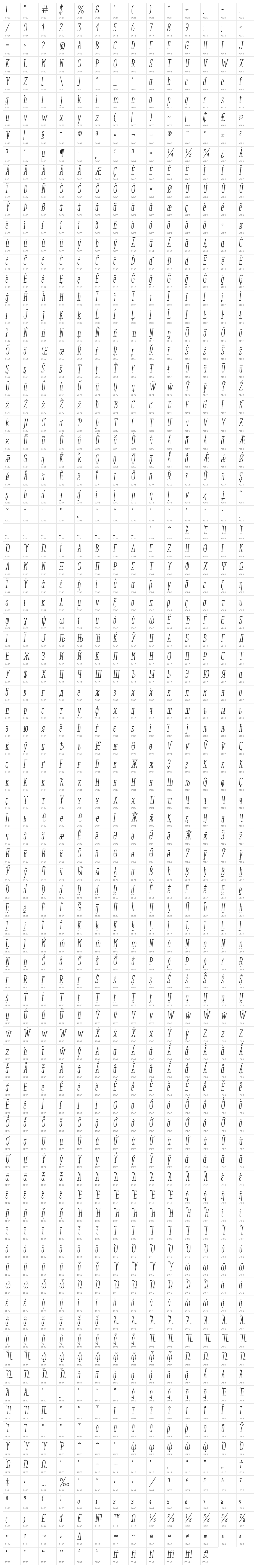 EnyoSlabRegularItalic Character Map