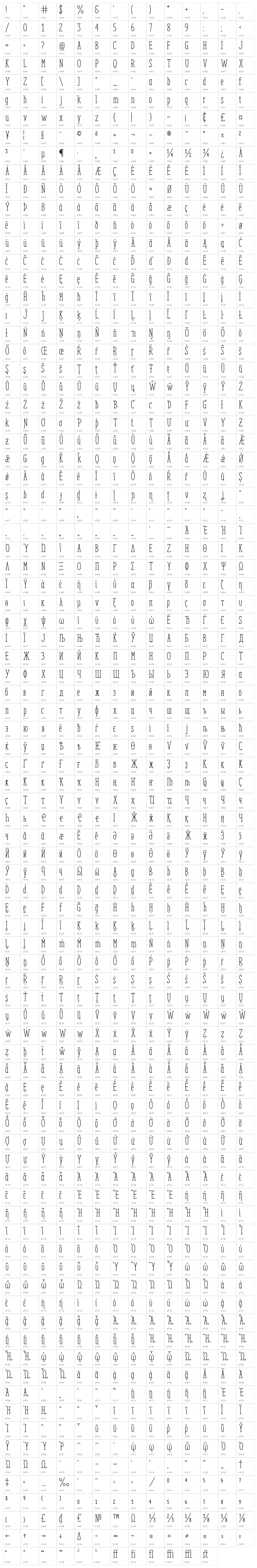 EnyoSlabRegular Character Map