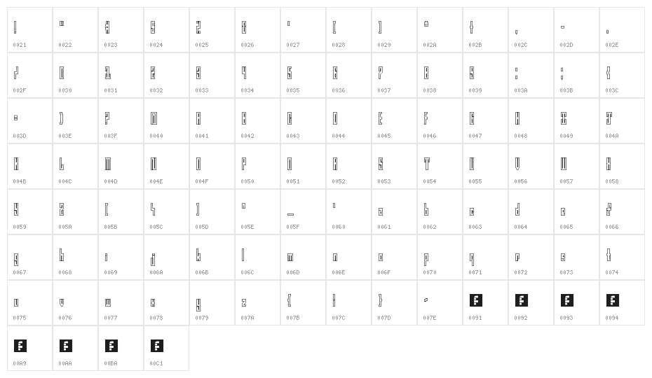 en tall Regular Character Map