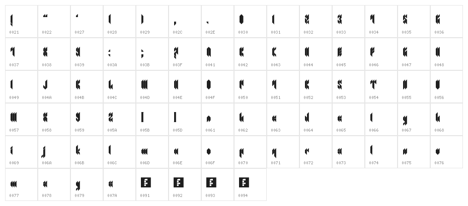 en zelo Regular Character Map