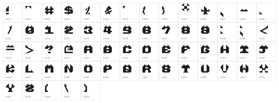 enrealhorns Regular Character Map