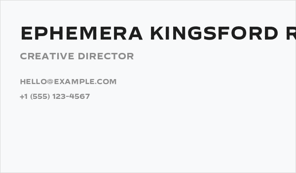 Ephemera Kingsford Rough Business Card
