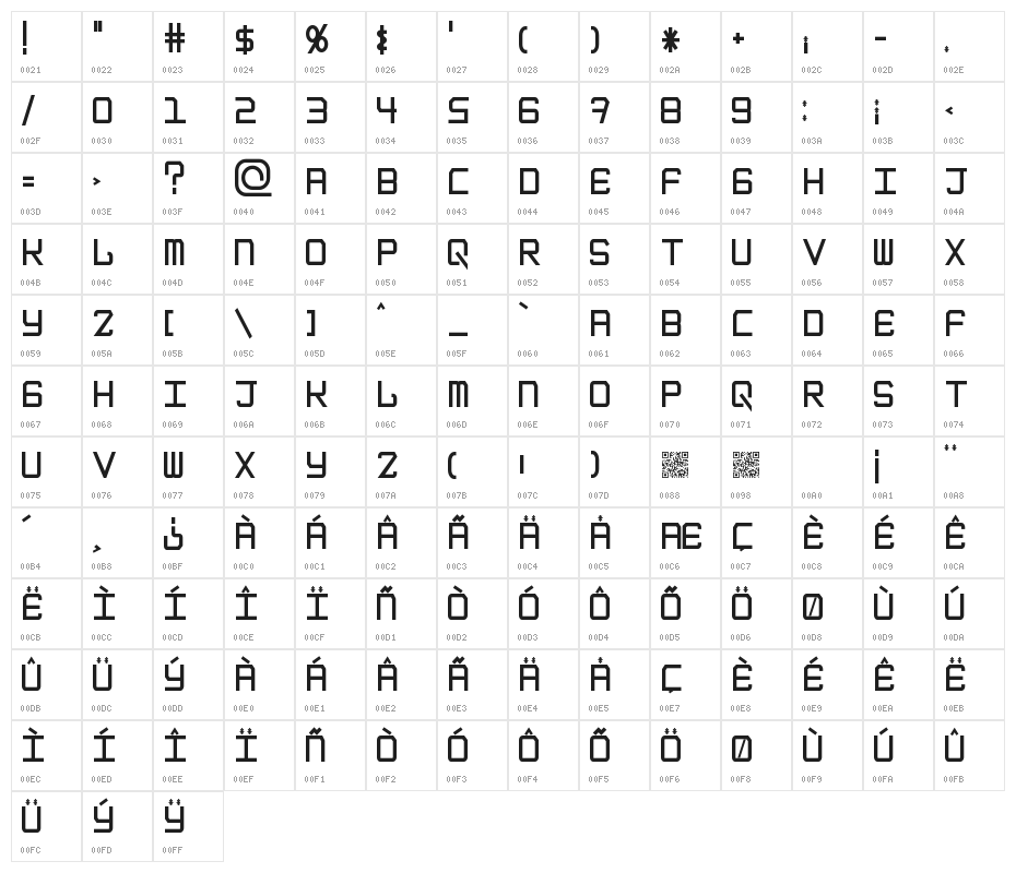 EpicenterBold Character Map