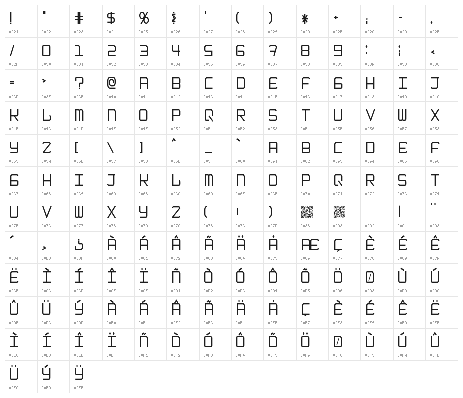 EpicenterRegular Character Map