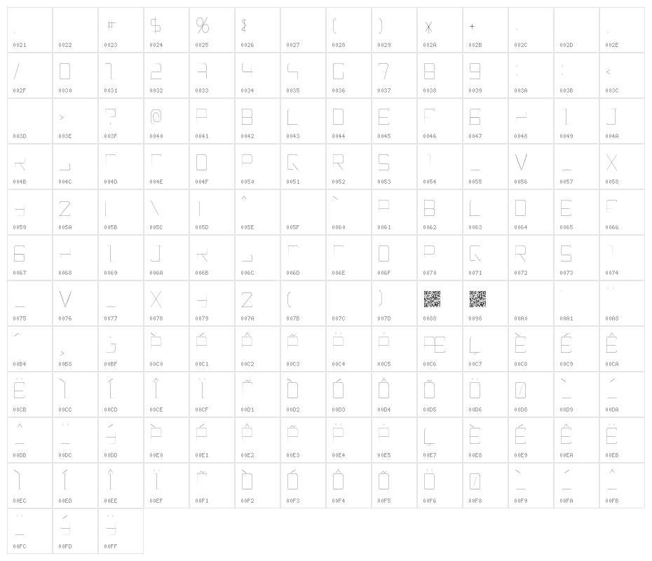 EpicenterThin Character Map
