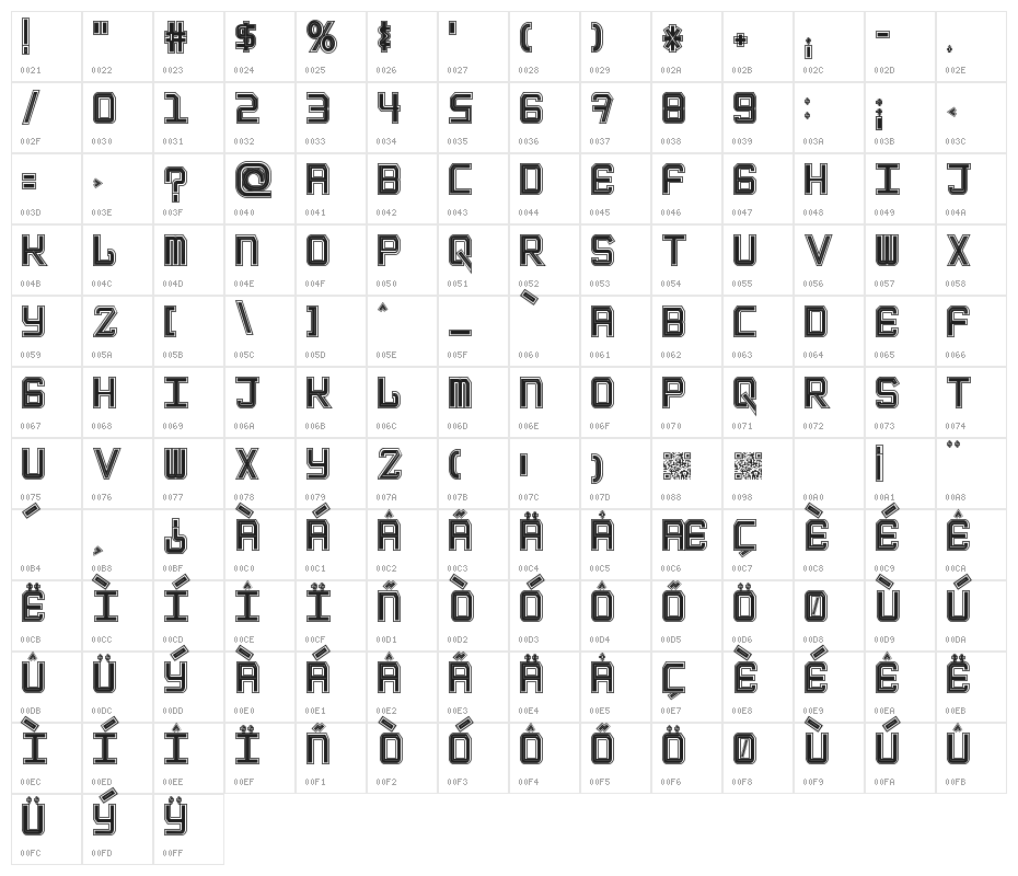 EpicenterTwoStroke Character Map