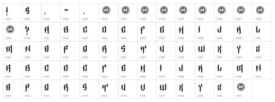 Epitaph Character Map