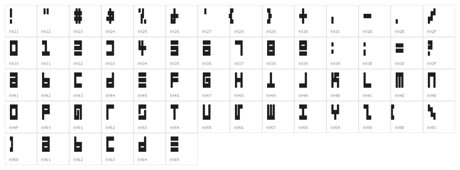 Epps Evans Narrow Black Character Map