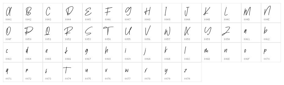 Epstein Free Font Character Map