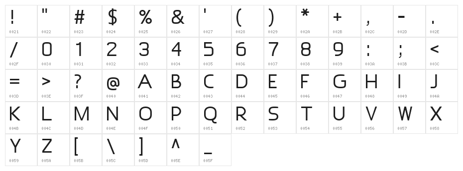 Epsy Sans Character Map