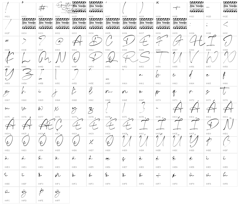 Equestrian Style personal use Character Map