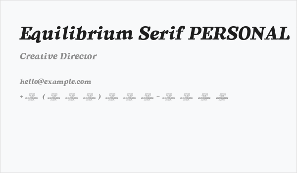 Equilibrium Serif PERSONAL USE Italic Business Card