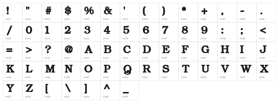 ER Bukinist KOI-8 Bold Character Map