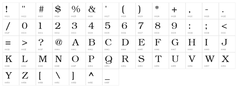 ER Bukinist KOI-8 Character Map