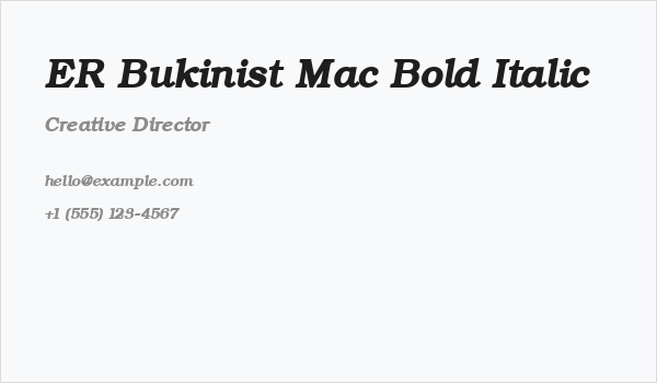 ER Bukinist Mac Bold Italic Business Card