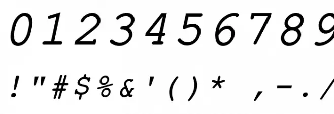 ER Kurier 1251 Italic Font OTHER CHARS