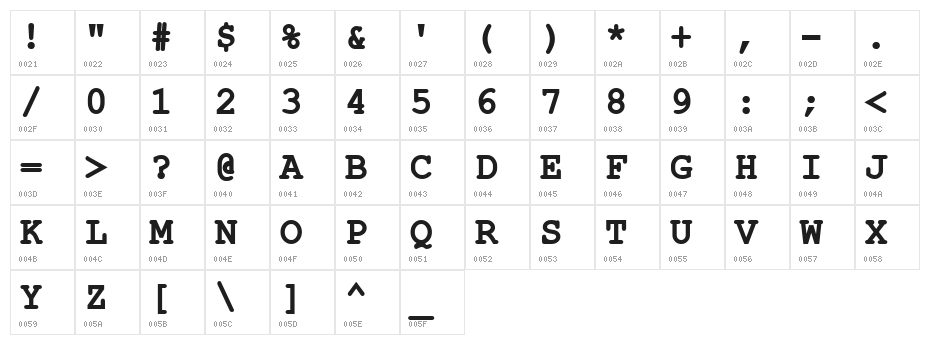 ER Kurier Mac Bold Character Map