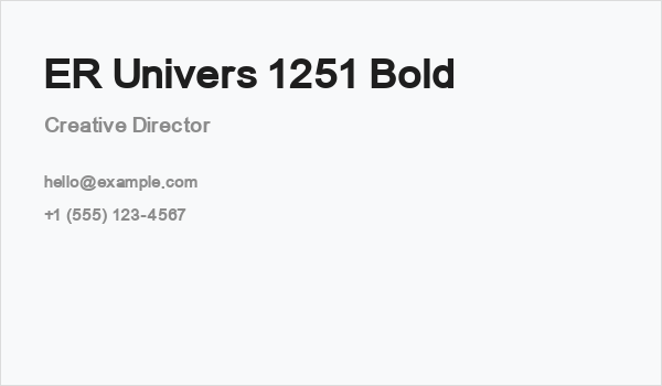 ER Univers 1251 Bold Business Card