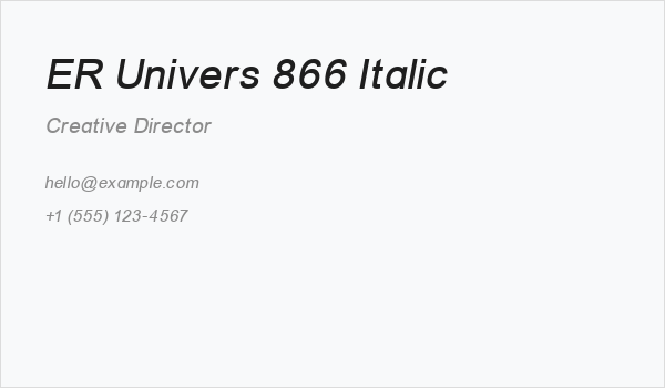 ER Univers 866 Italic Business Card
