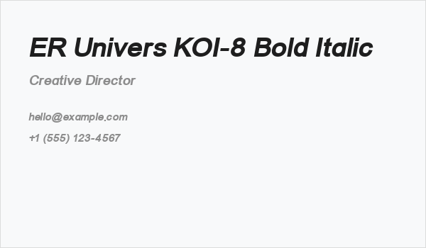 ER Univers KOI-8 Bold Italic Business Card
