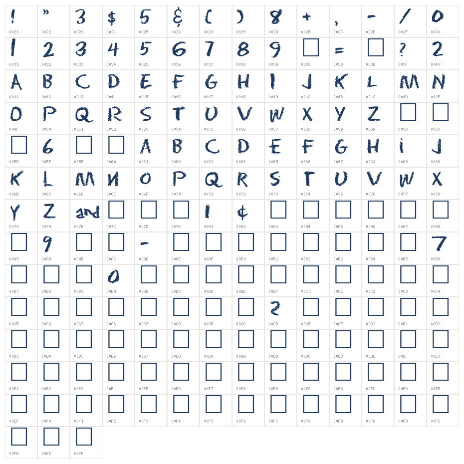 Eraser Regular1 Character Map