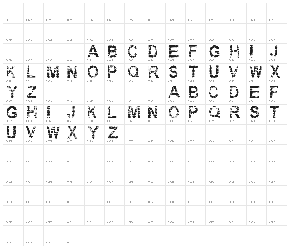 Eraser Character Map
