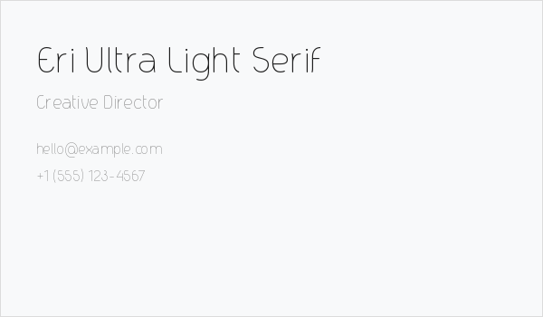 Eri Ultra Light Serif Business Card