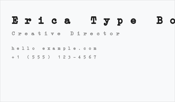 Erica Type Bold Italic Business Card