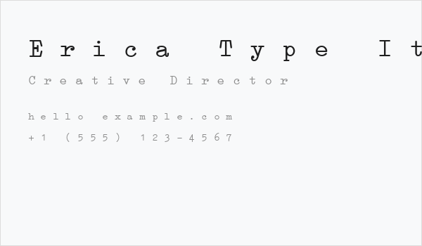 Erica Type Italic Business Card