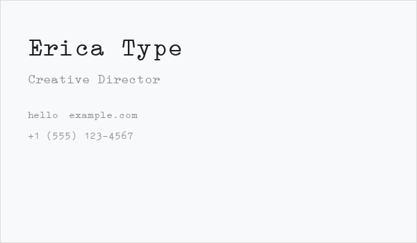 Erica Type Business Card