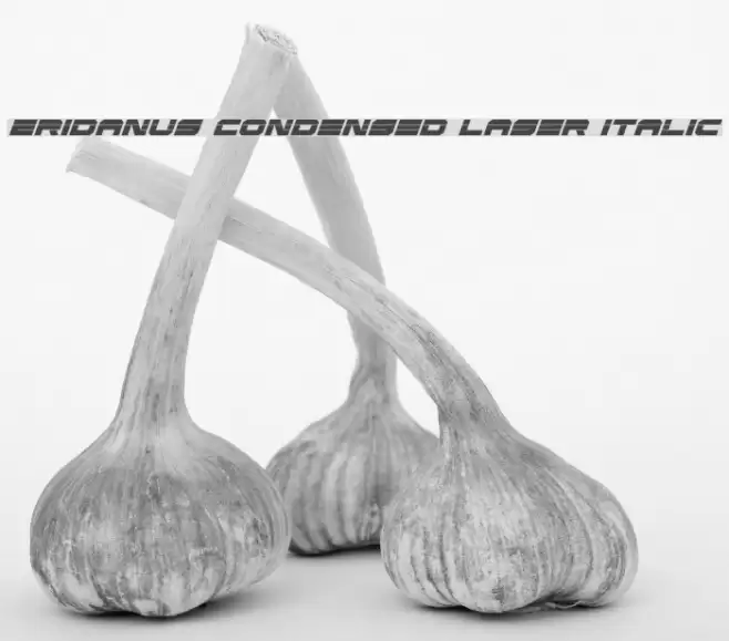 Eridanus Condensed Laser Italic Font examples