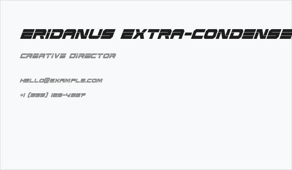 Eridanus Extra-Condensed Italic Business Card