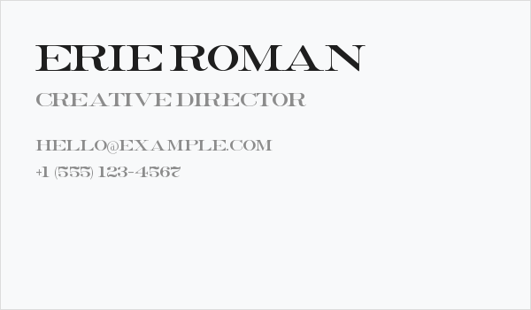 Erie Roman Business Card