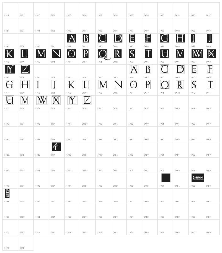 ErikGCapsSkInvers Character Map