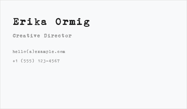 Erika Ormig Business Card