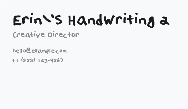 Erin's Handwriting 2 Business Card