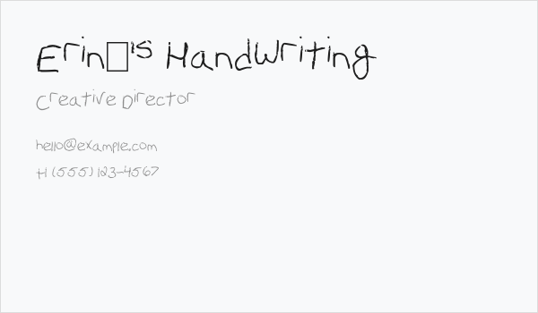 Erin's Handwriting Business Card