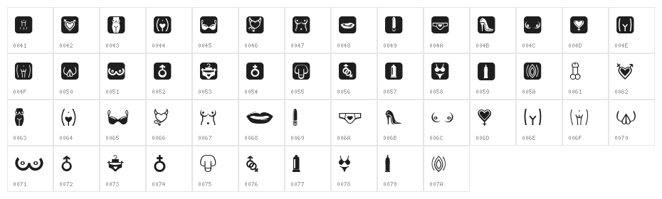 Erotic Symbols Regular Character Map