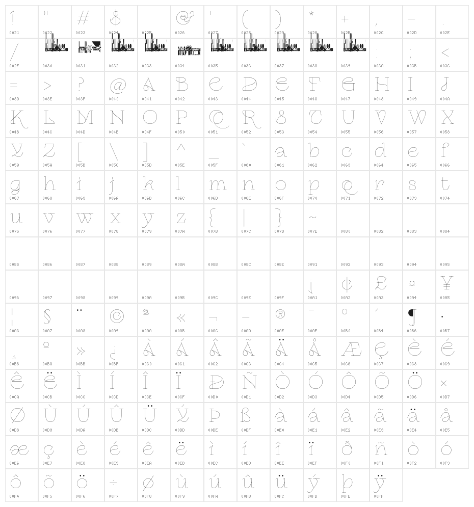 Erotique Alternate Trial Monoline Character Map